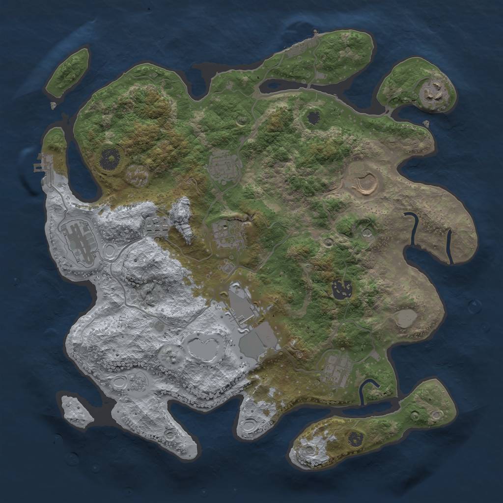 Rust Map: Procedural Map, Size: 3500, Seed: 38572, 18 Monuments