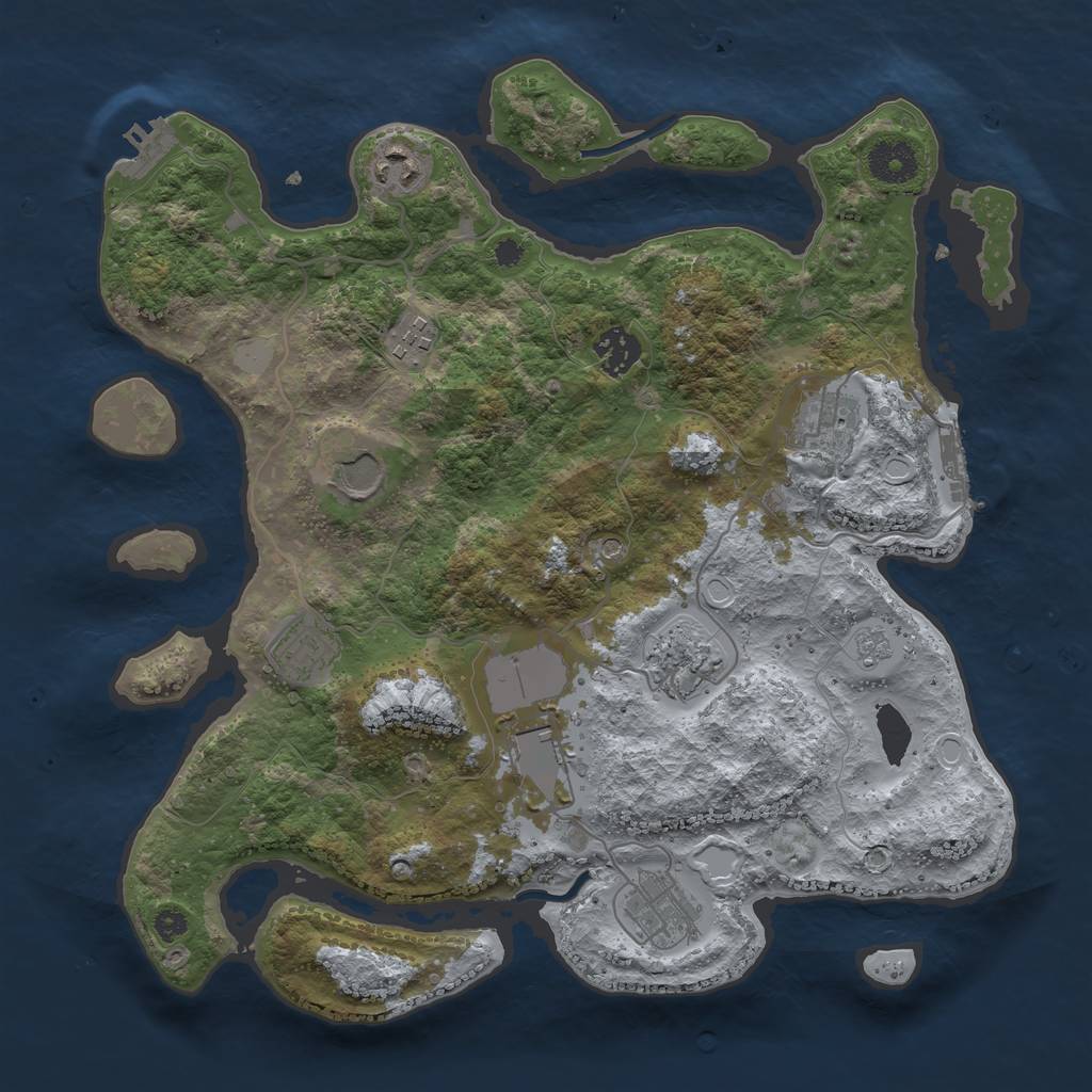 Rust Map: Procedural Map, Size: 3500, Seed: 682912430, 18 Monuments