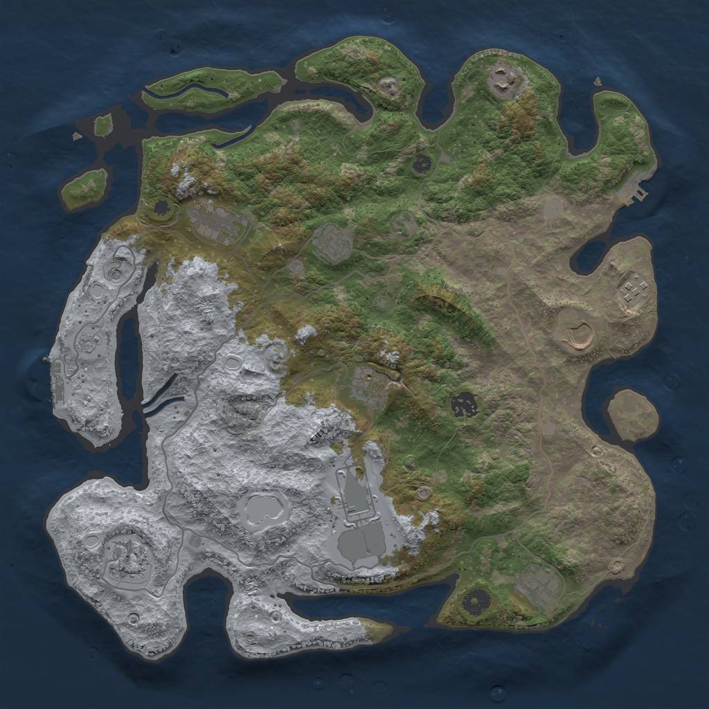 Rust Map: Procedural Map, Size: 4000, Seed: 767863355, 19 Monuments