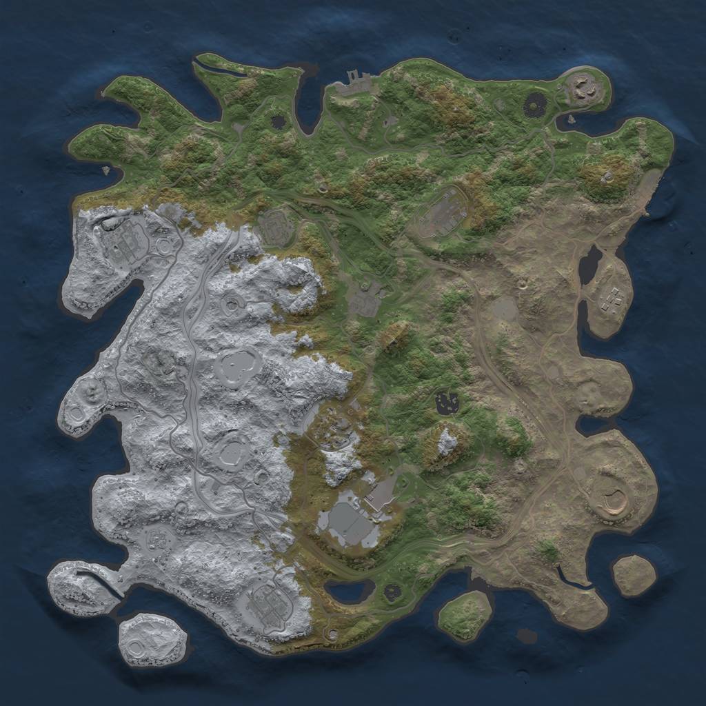 Rust Map: Procedural Map, Size: 4250, Seed: 1793881382, 20 Monuments