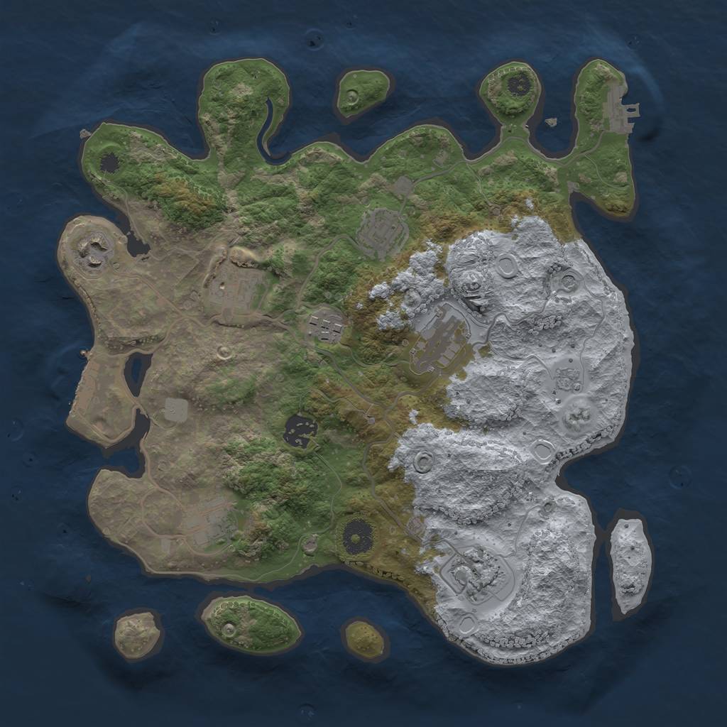 Rust Map: Procedural Map, Size: 3300, Seed: 886208907, 17 Monuments