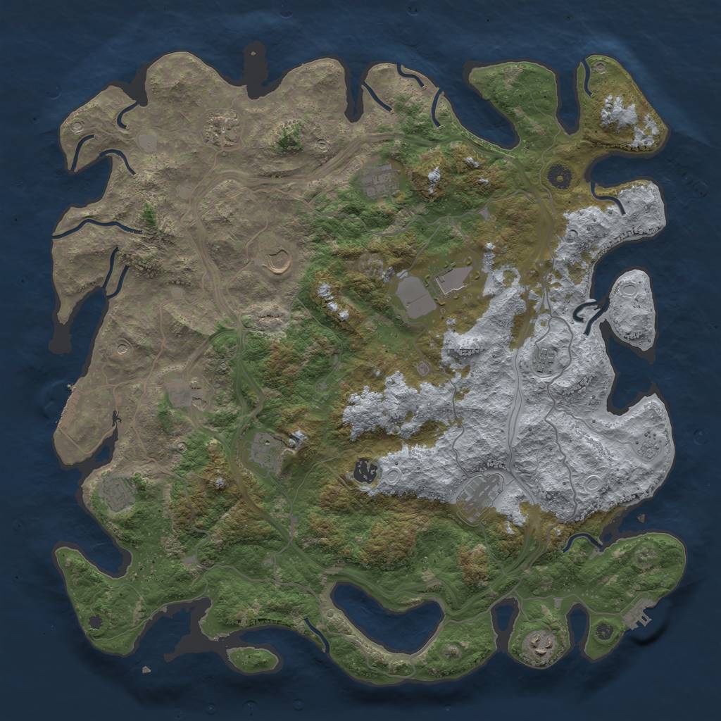 Rust Map: Procedural Map, Size: 4500, Seed: 197367422, 20 Monuments