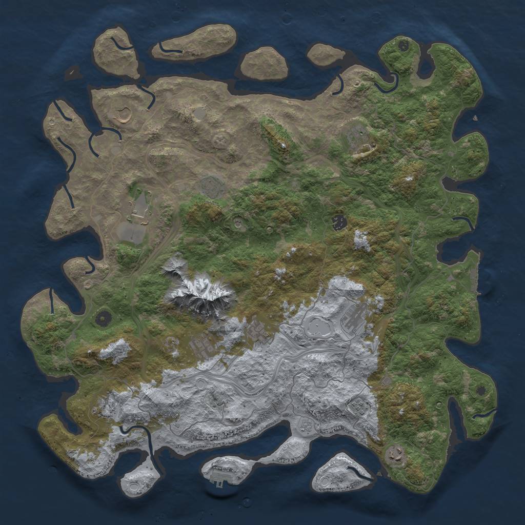 Rust Map: Procedural Map, Size: 5000, Seed: 453375459, 20 Monuments