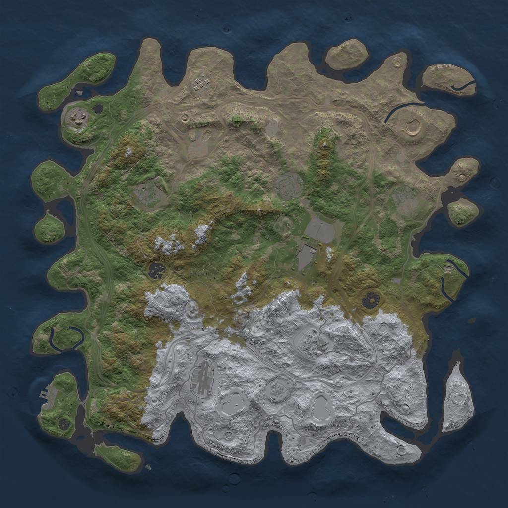 Rust Map: Procedural Map, Size: 4500, Seed: 1712829390, 19 Monuments