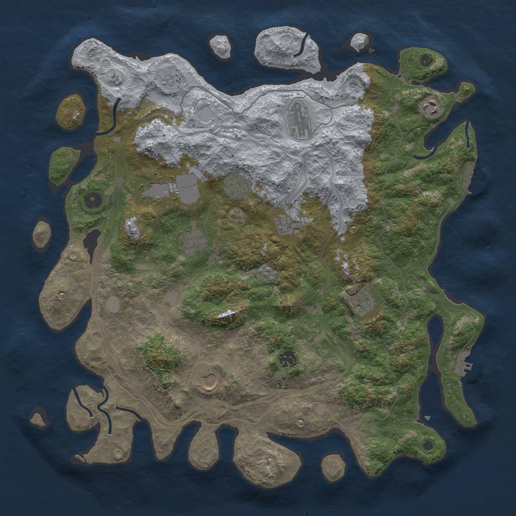 Rust Map: Procedural Map, Size: 4500, Seed: 1045358203, 19 Monuments