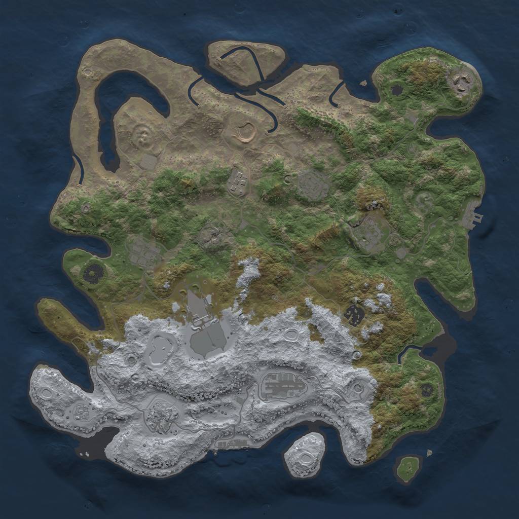 Rust Map: Procedural Map, Size: 3900, Seed: 56214, 19 Monuments