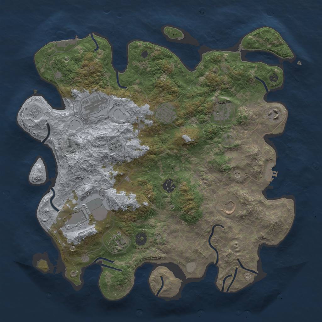 Rust Map: Procedural Map, Size: 3800, Seed: 91, 18 Monuments