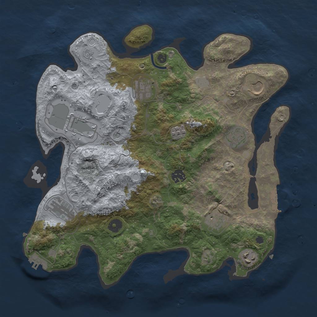 Rust Map: Procedural Map, Size: 3500, Seed: 2033696331, 18 Monuments