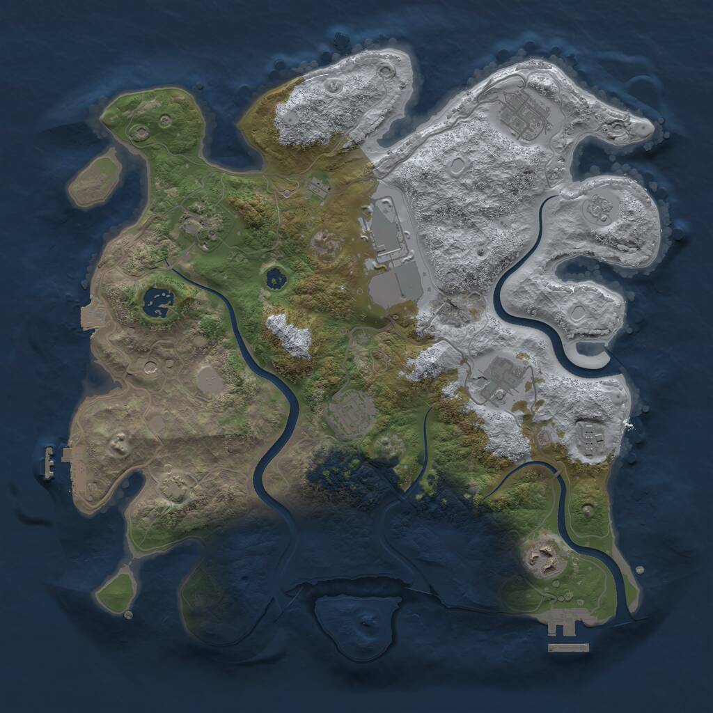 Rust Map: Procedural Map, Size: 3500, Seed: 1211102859, 14 Monuments