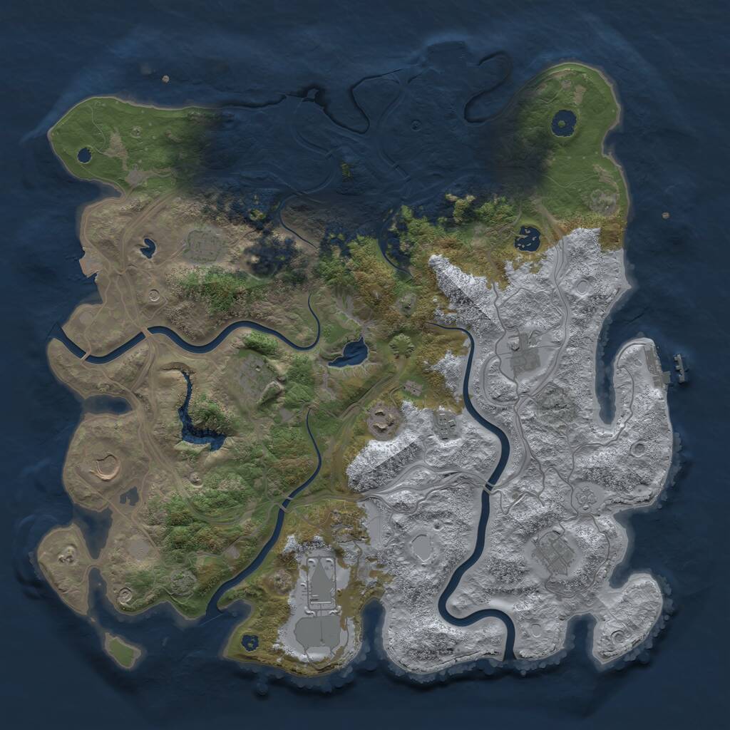 Rust Map: Procedural Map, Size: 4250, Seed: 574940671, 16 Monuments