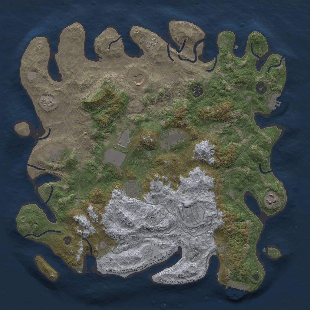 Rust Map: Procedural Map, Size: 4000, Seed: 746489941, 18 Monuments