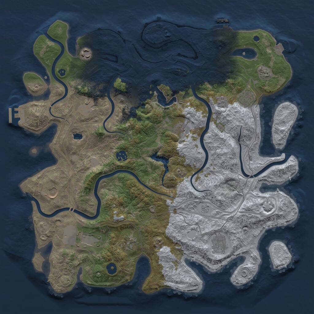 Rust Map: Procedural Map, Size: 4300, Seed: 686560396, 16 Monuments