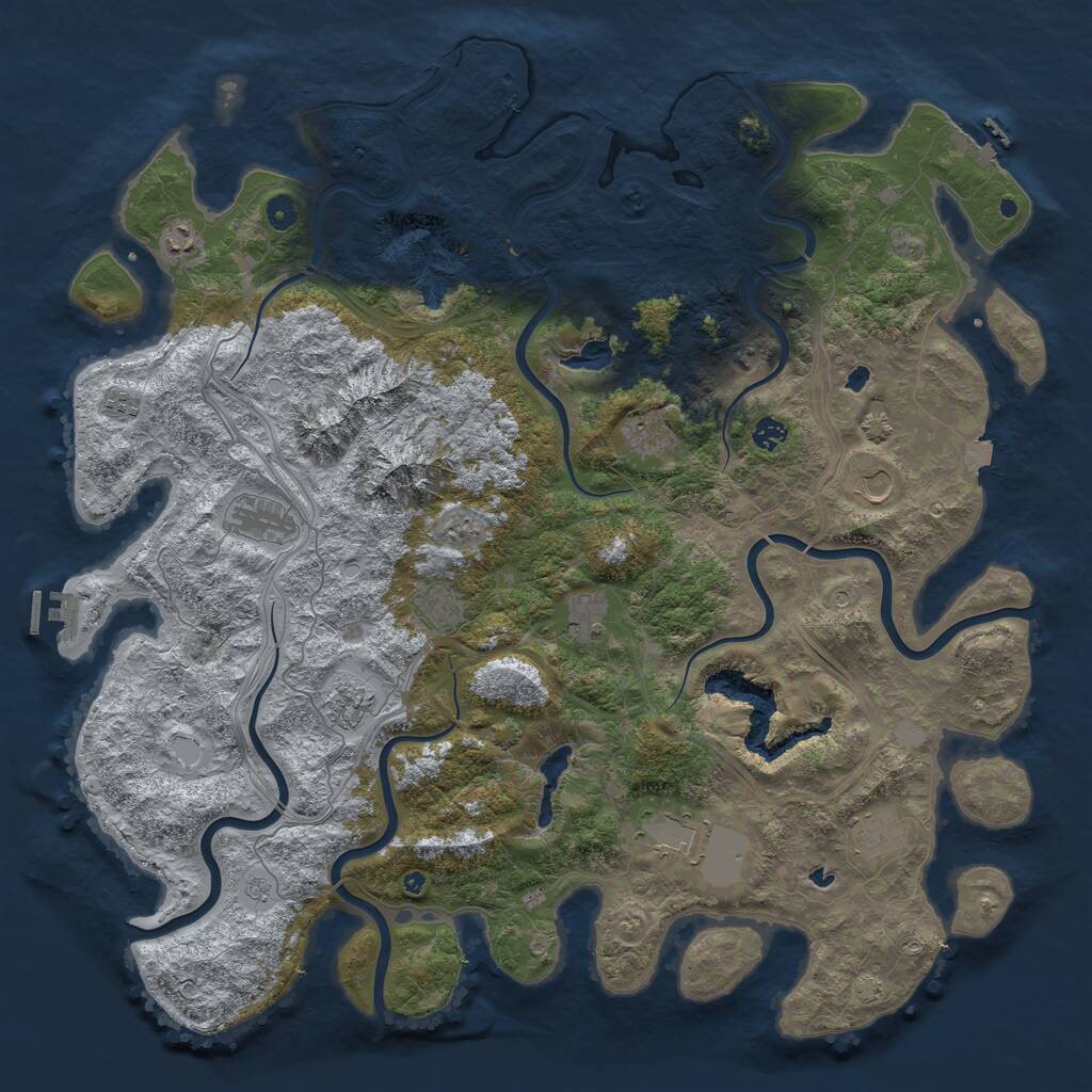 Rust Map: Procedural Map, Size: 5000, Seed: 659824, 17 Monuments