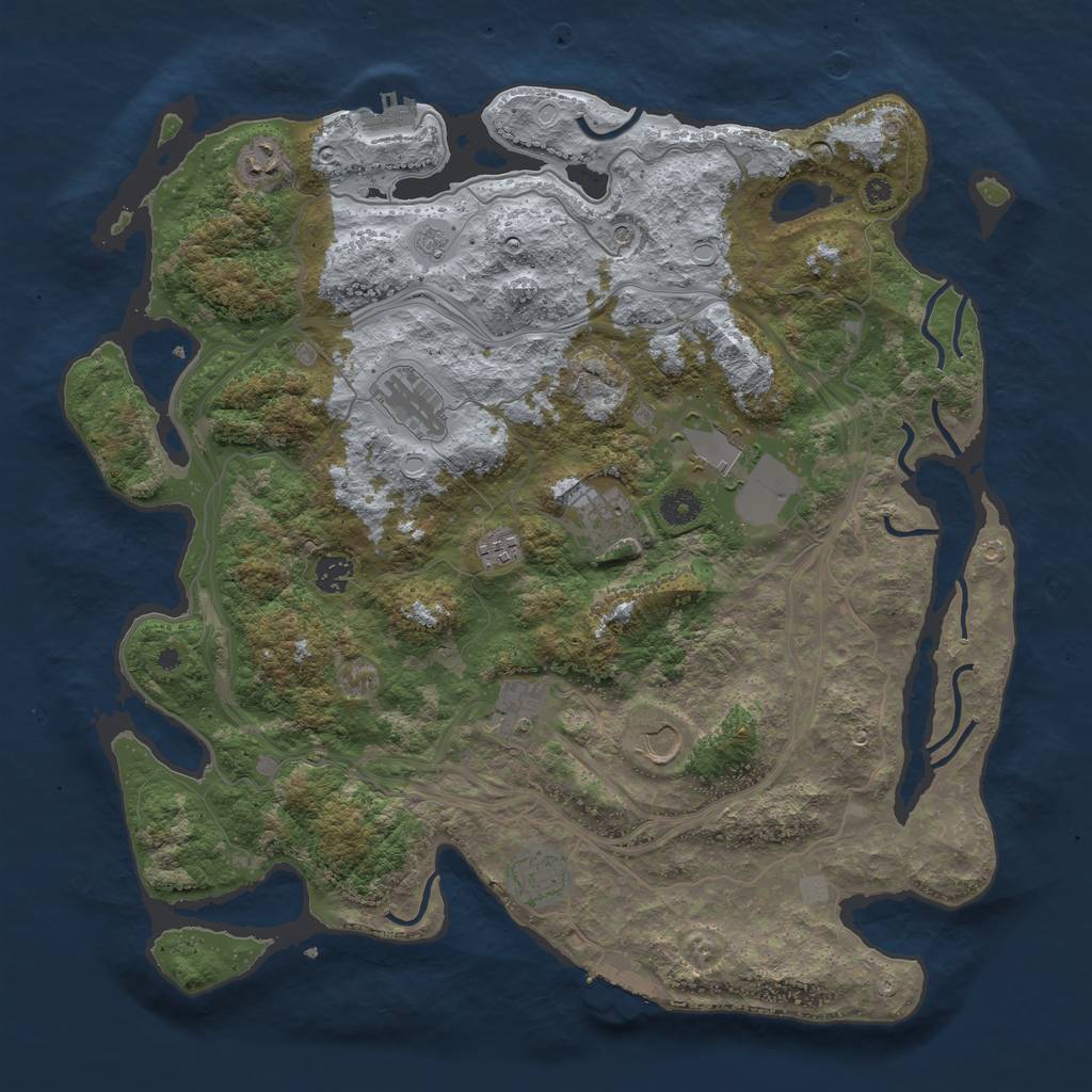 Rust Map: Procedural Map, Size: 4250, Seed: 1628059541, 18 Monuments