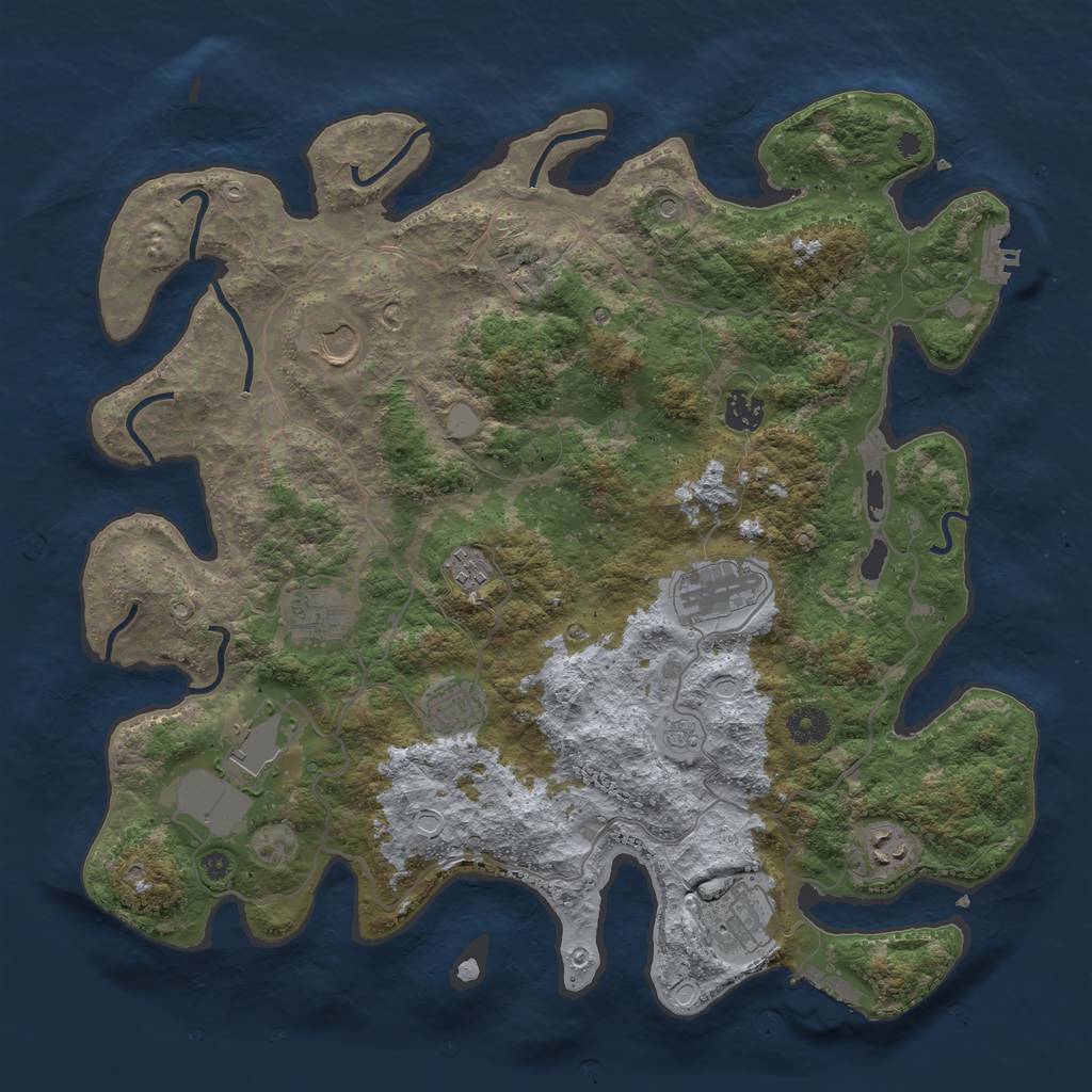 Rust Map: Procedural Map, Size: 4000, Seed: 47311100, 18 Monuments