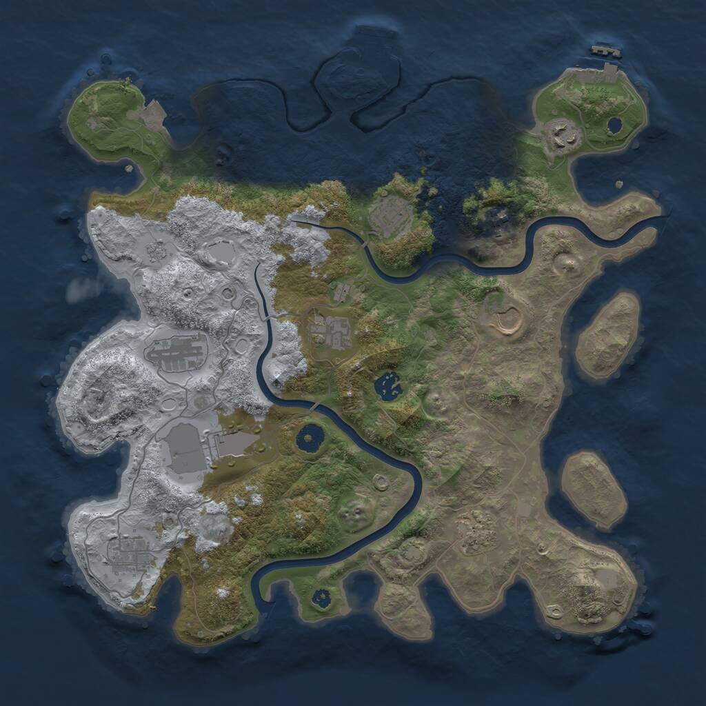 Rust Map: Procedural Map, Size: 3800, Seed: 53331, 16 Monuments