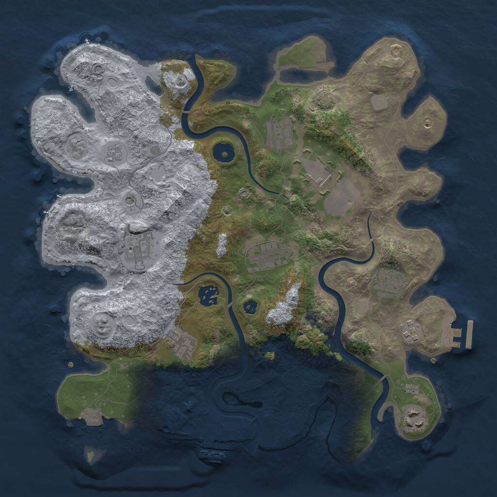 Rust Map: Procedural Map, Size: 3500, Seed: 1847061202, 15 Monuments