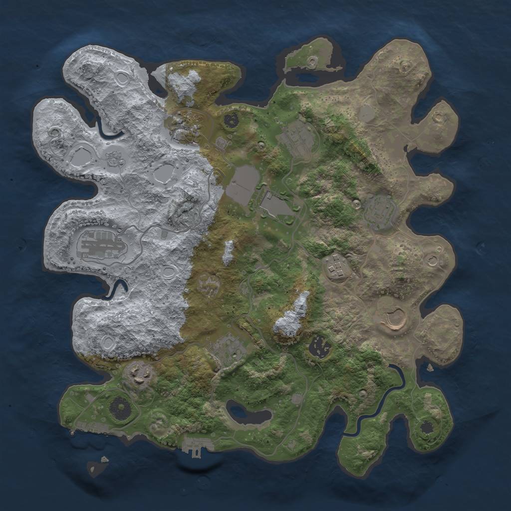 Rust Map: Procedural Map, Size: 3500, Seed: 1847061202, 19 Monuments