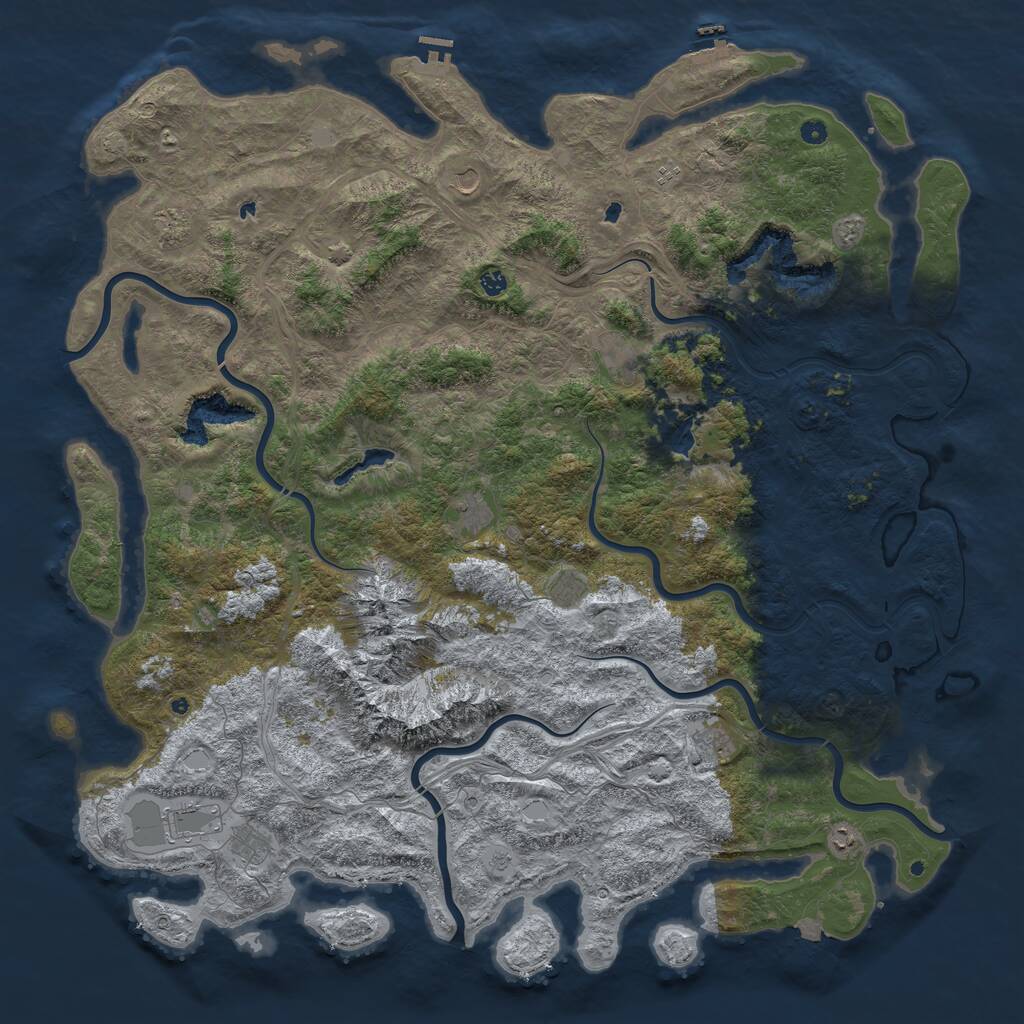 Rust Map: Procedural Map, Size: 6000, Seed: 1992854558, 17 Monuments