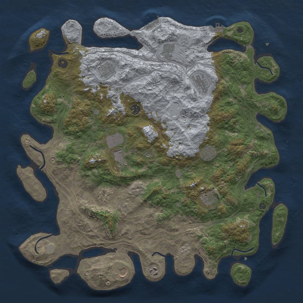 Rust Map: Procedural Map, Size: 4600, Seed: 34857, 20 Monuments