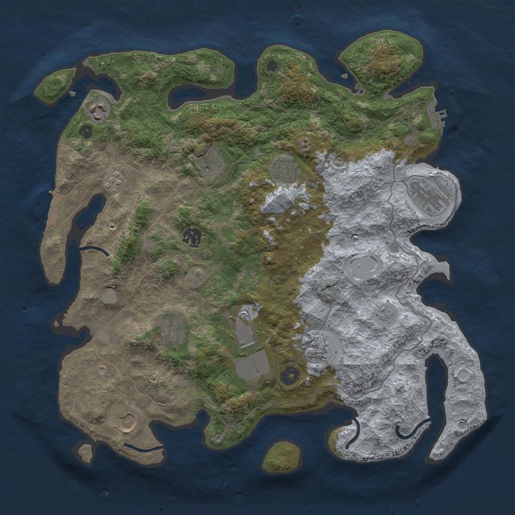 Rust Map: Procedural Map, Size: 4000, Seed: 1596655416, 19 Monuments