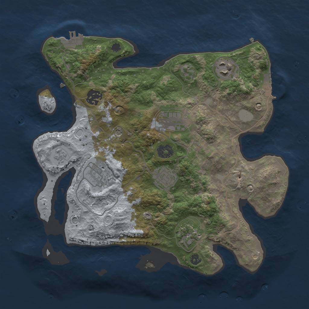 Rust Map: Procedural Map, Size: 3000, Seed: 927327884, 15 Monuments