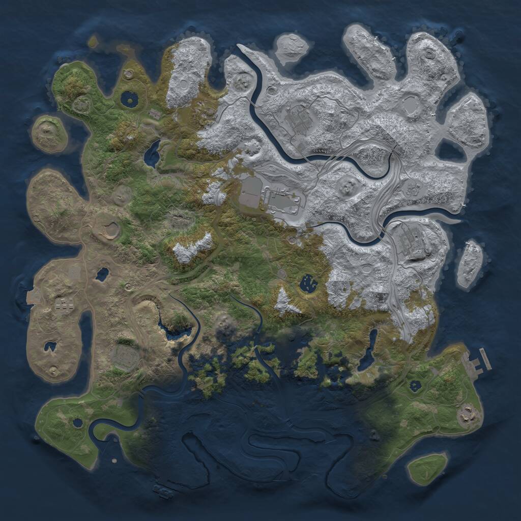 Rust Map: Procedural Map, Size: 4500, Seed: 1327453850, 16 Monuments