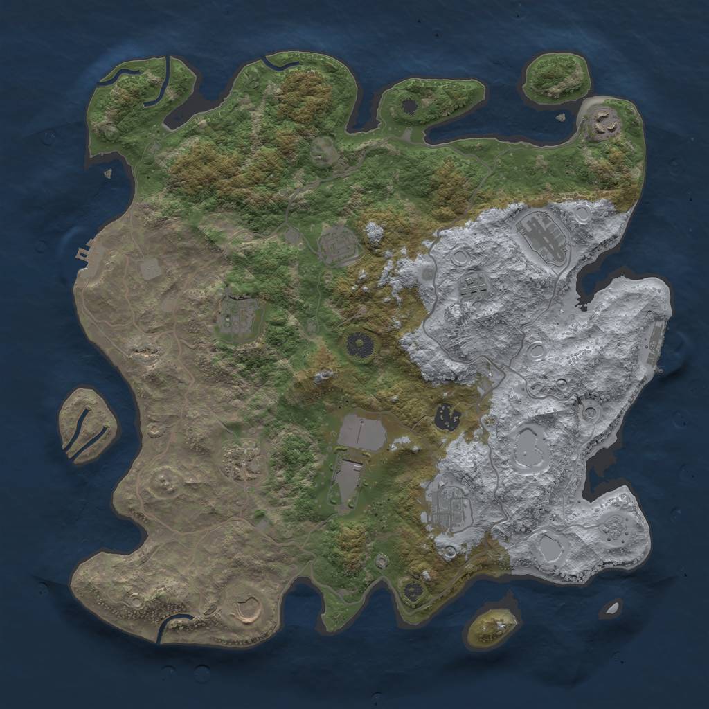 Rust Map: Procedural Map, Size: 4000, Seed: 456525, 19 Monuments