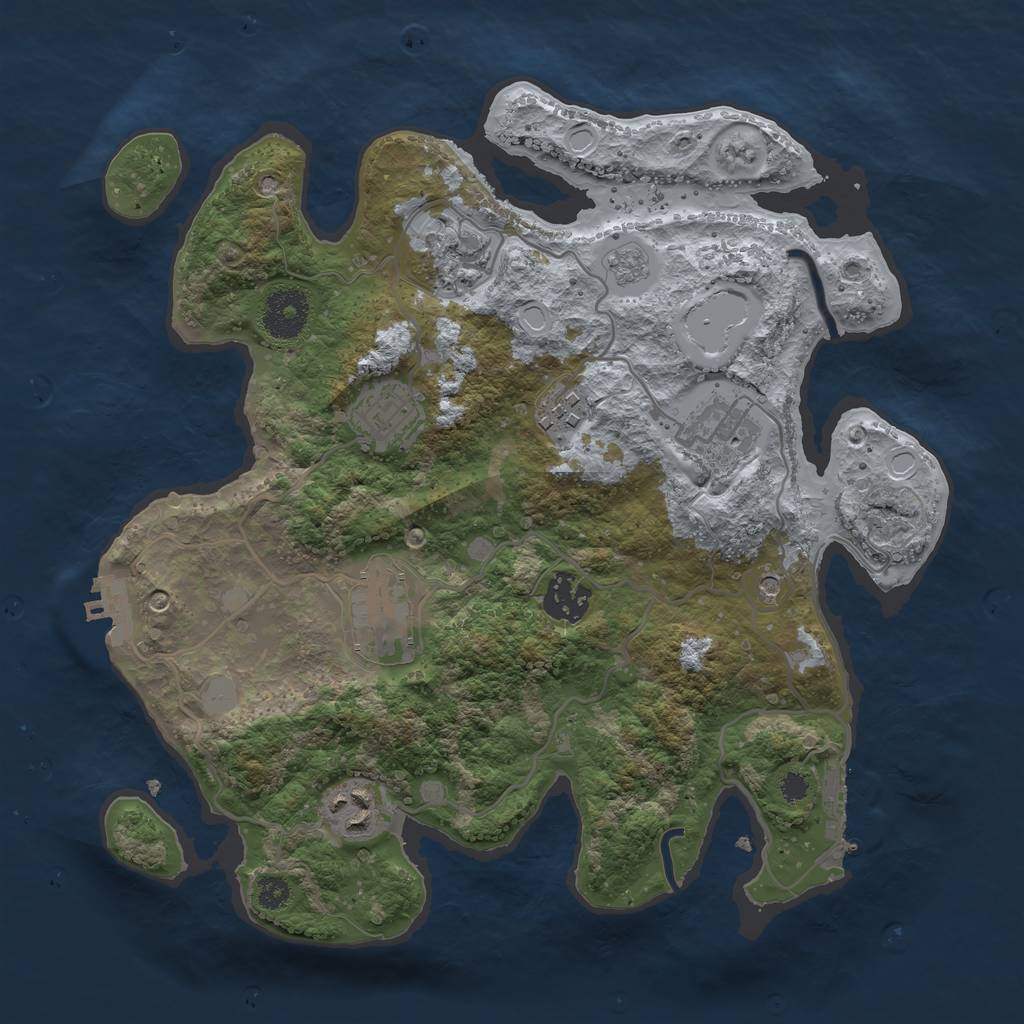 Rust Map: Procedural Map, Size: 3200, Seed: 494749740, 16 Monuments