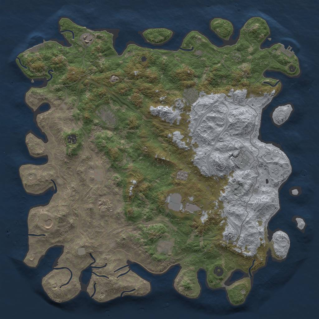 Rust Map: Procedural Map, Size: 4800, Seed: 100000, 20 Monuments