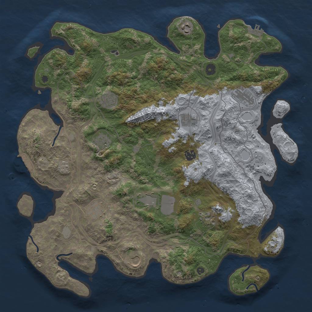 Rust Map: Procedural Map, Size: 4250, Seed: 2032390196, 20 Monuments