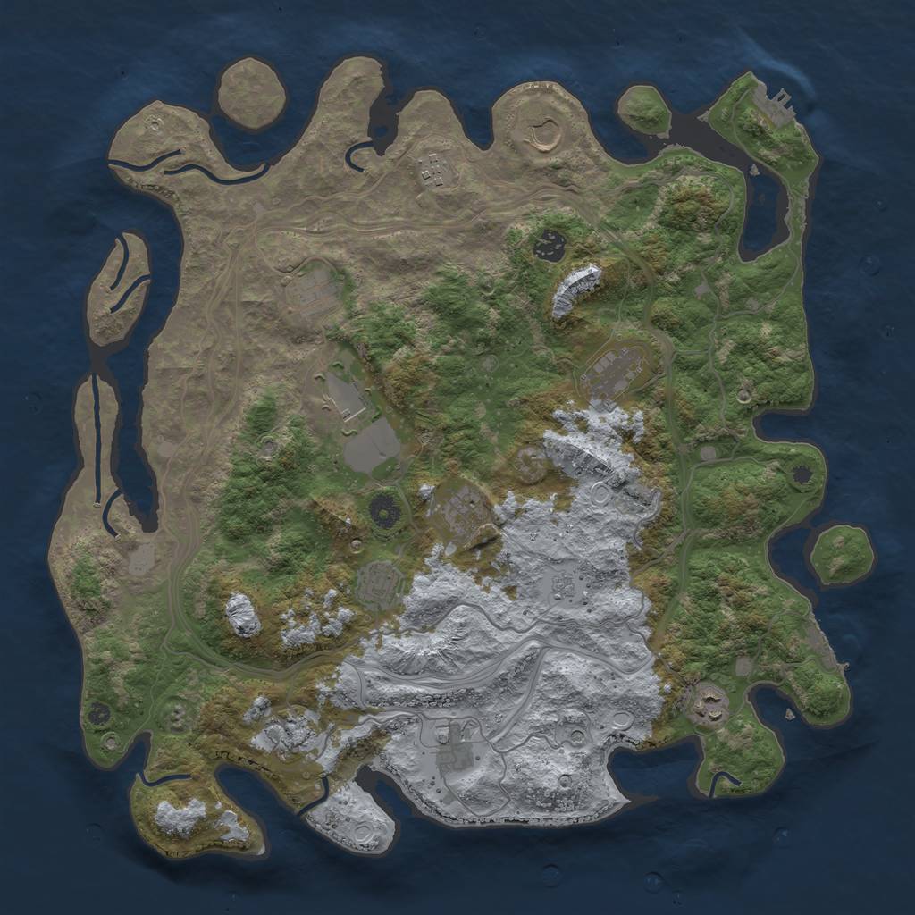 Rust Map: Procedural Map, Size: 4250, Seed: 1055095370, 20 Monuments