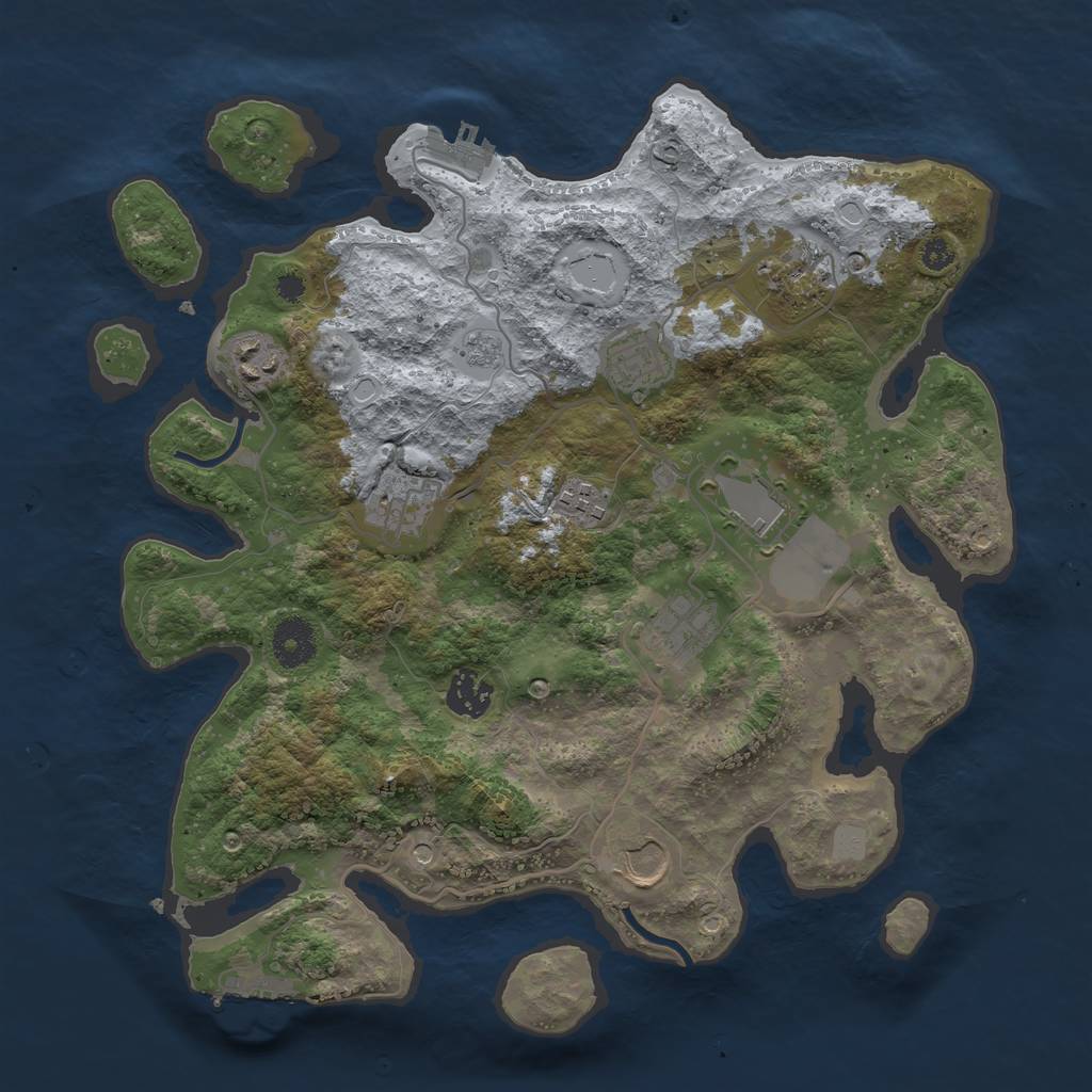 Rust Map: Procedural Map, Size: 3500, Seed: 537178123, 18 Monuments