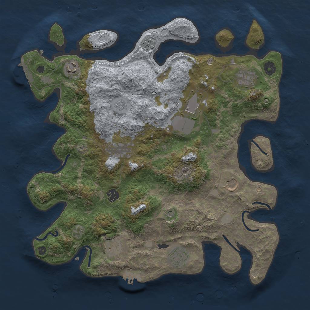 Rust Map: Procedural Map, Size: 3700, Seed: 744492662, 18 Monuments