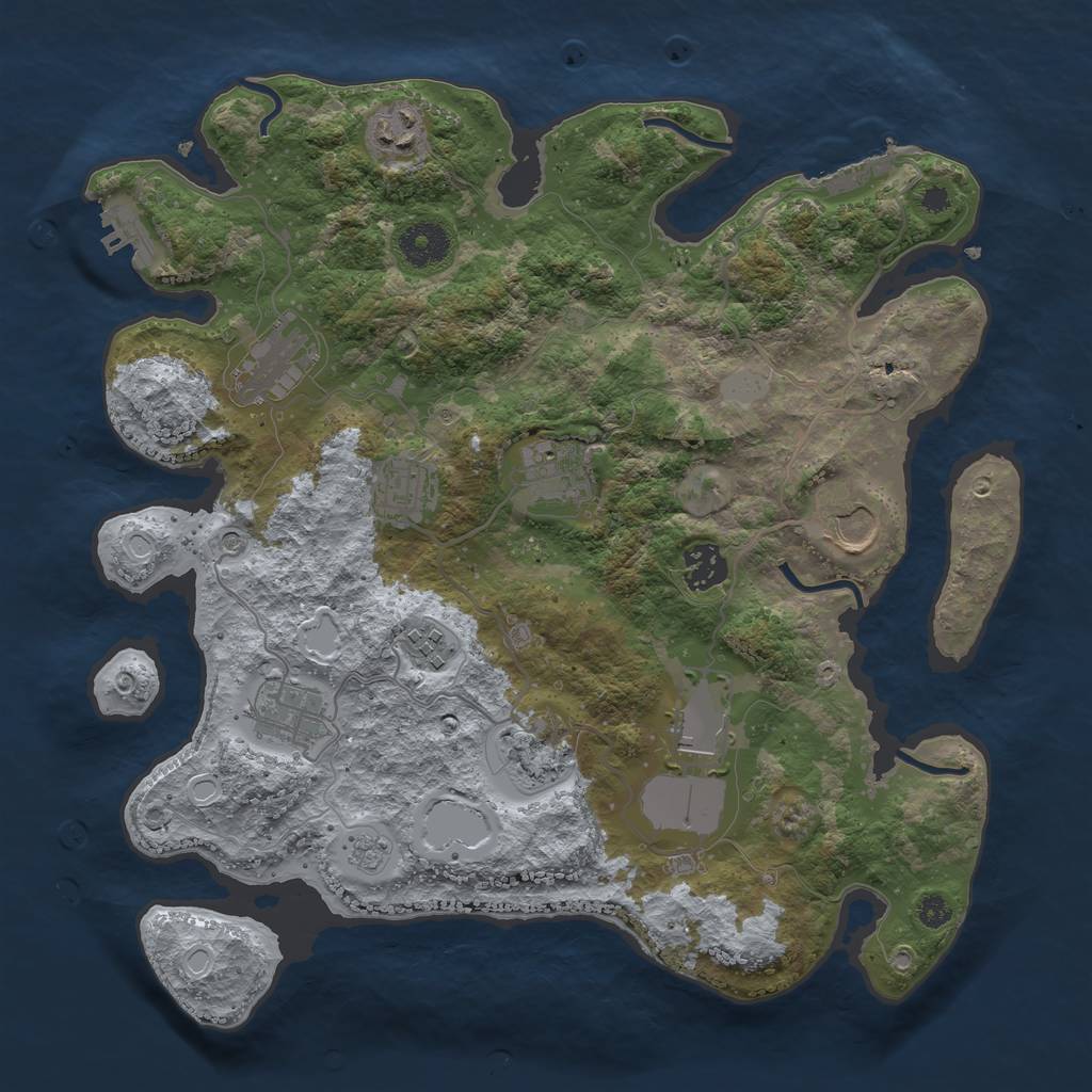 Rust Map: Procedural Map, Size: 3500, Seed: 255101397, 19 Monuments
