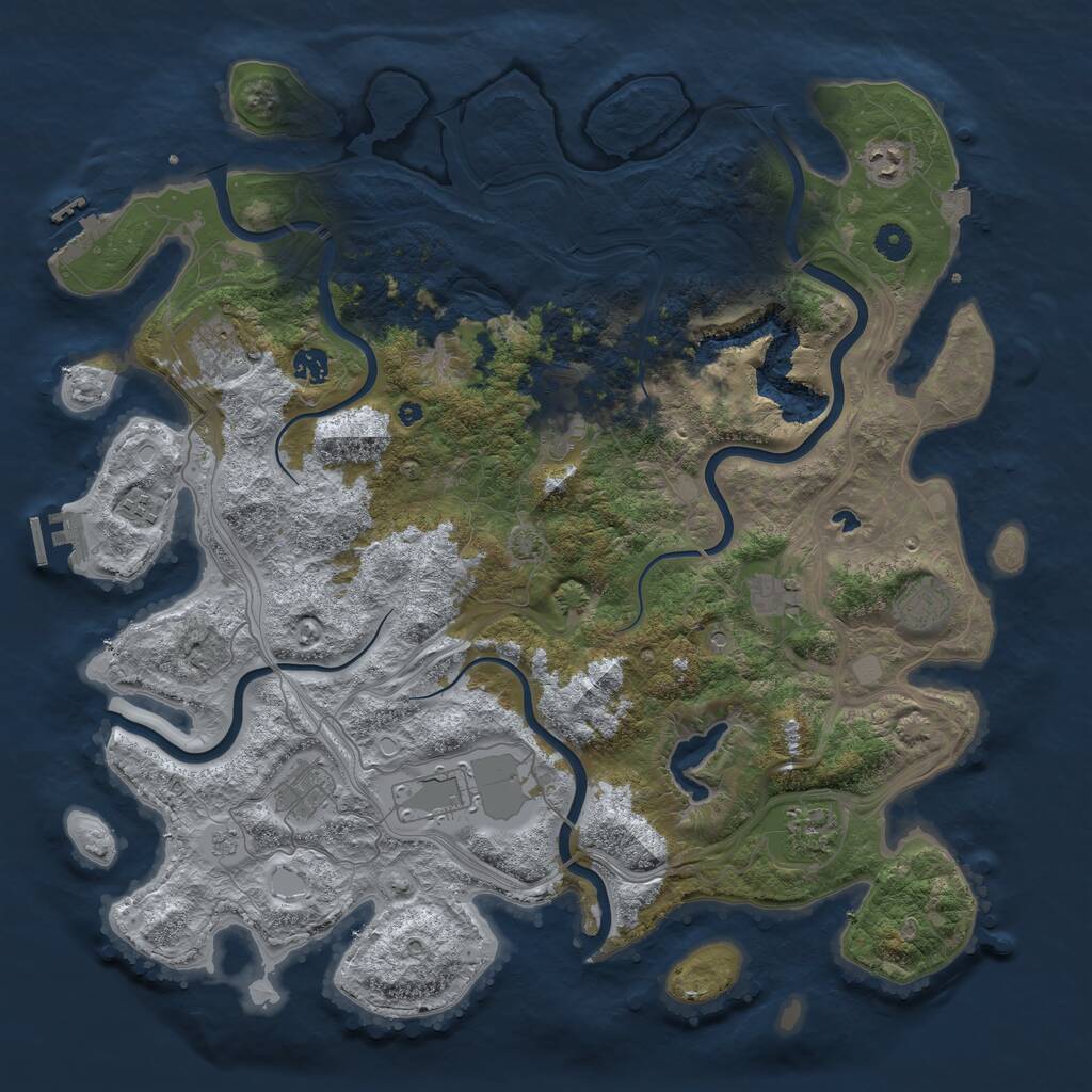 Rust Map: Procedural Map, Size: 4500, Seed: 839990581, 16 Monuments
