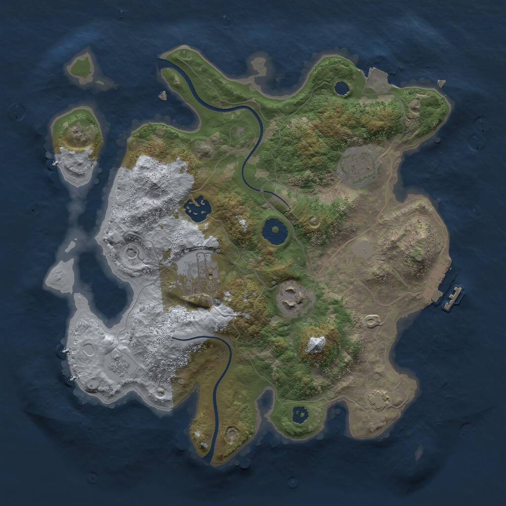 Rust Map: Procedural Map, Size: 3000, Seed: 665319768, 9 Monuments