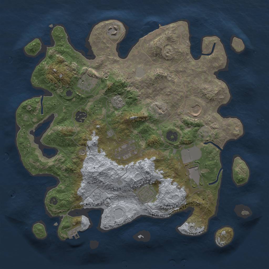 Rust Map: Procedural Map, Size: 3500, Seed: 213477084, 17 Monuments