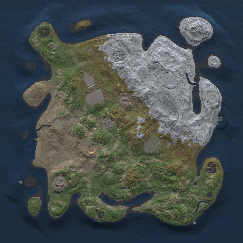 Rust Map: Procedural Map, Size: 3500, Seed: 7583237, 17 Monuments