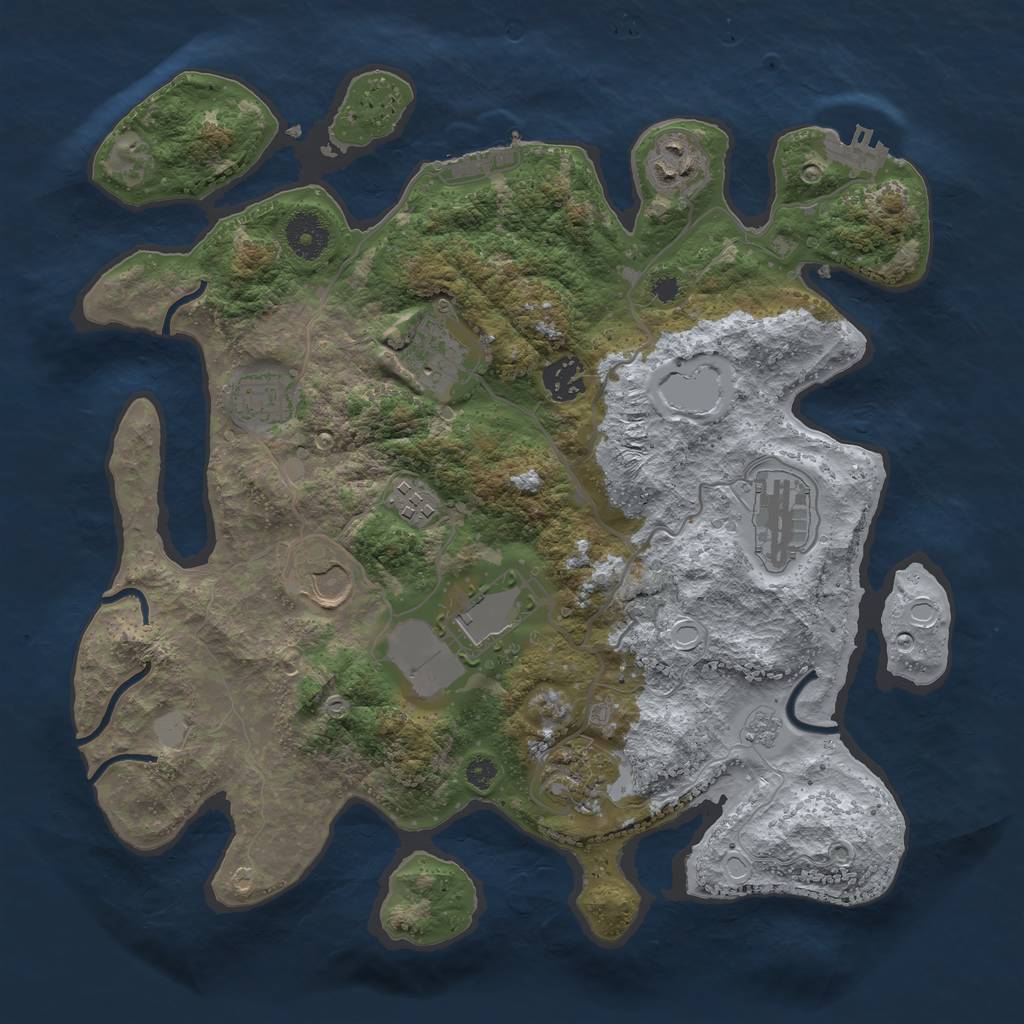 Rust Map: Procedural Map, Size: 3500, Seed: 456456456, 17 Monuments