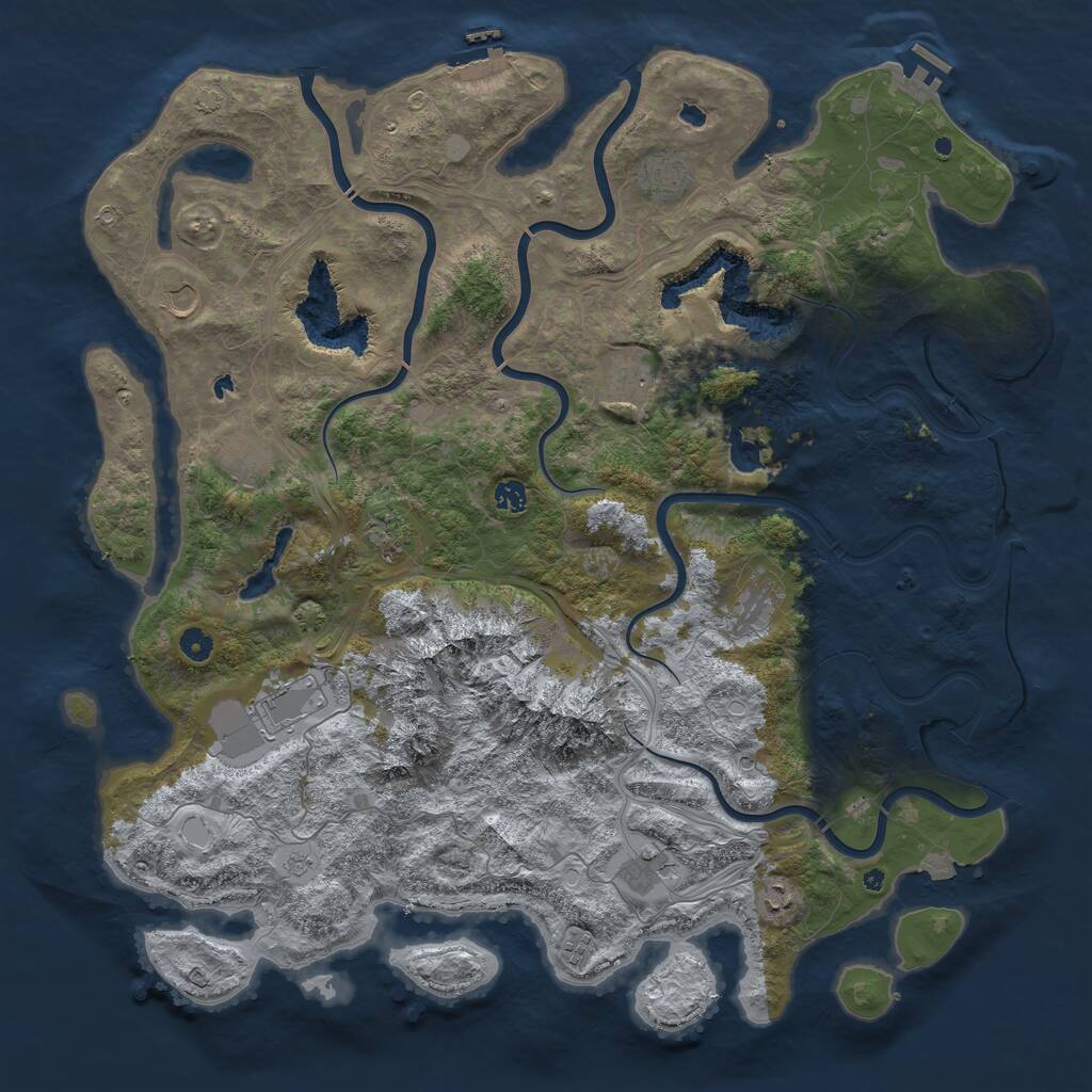 Rust Map: Procedural Map, Size: 5000, Seed: 1992854558, 17 Monuments