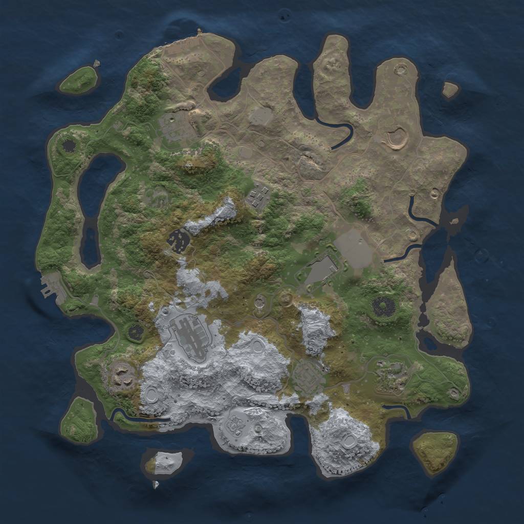 Rust Map: Procedural Map, Size: 3500, Seed: 465682565, 18 Monuments