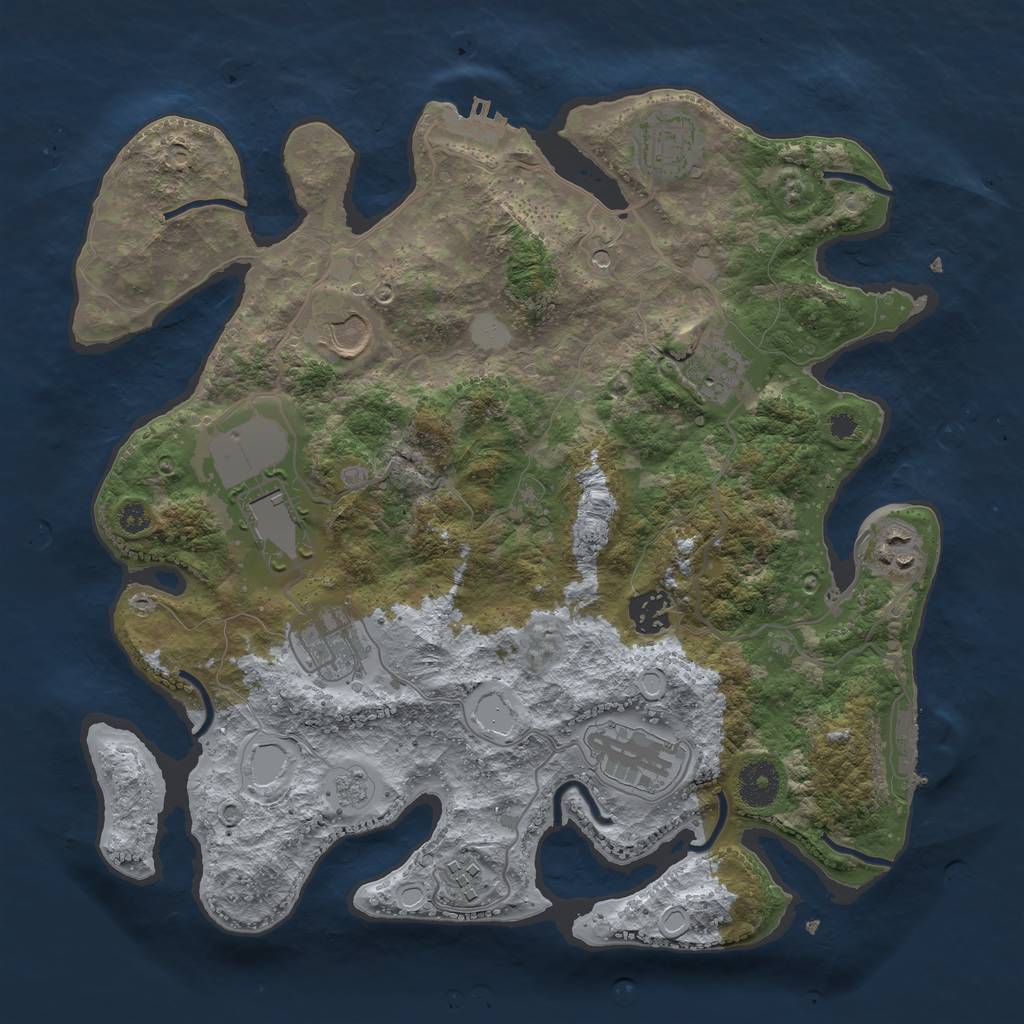 Rust Map: Procedural Map, Size: 3500, Seed: 365731198, 18 Monuments