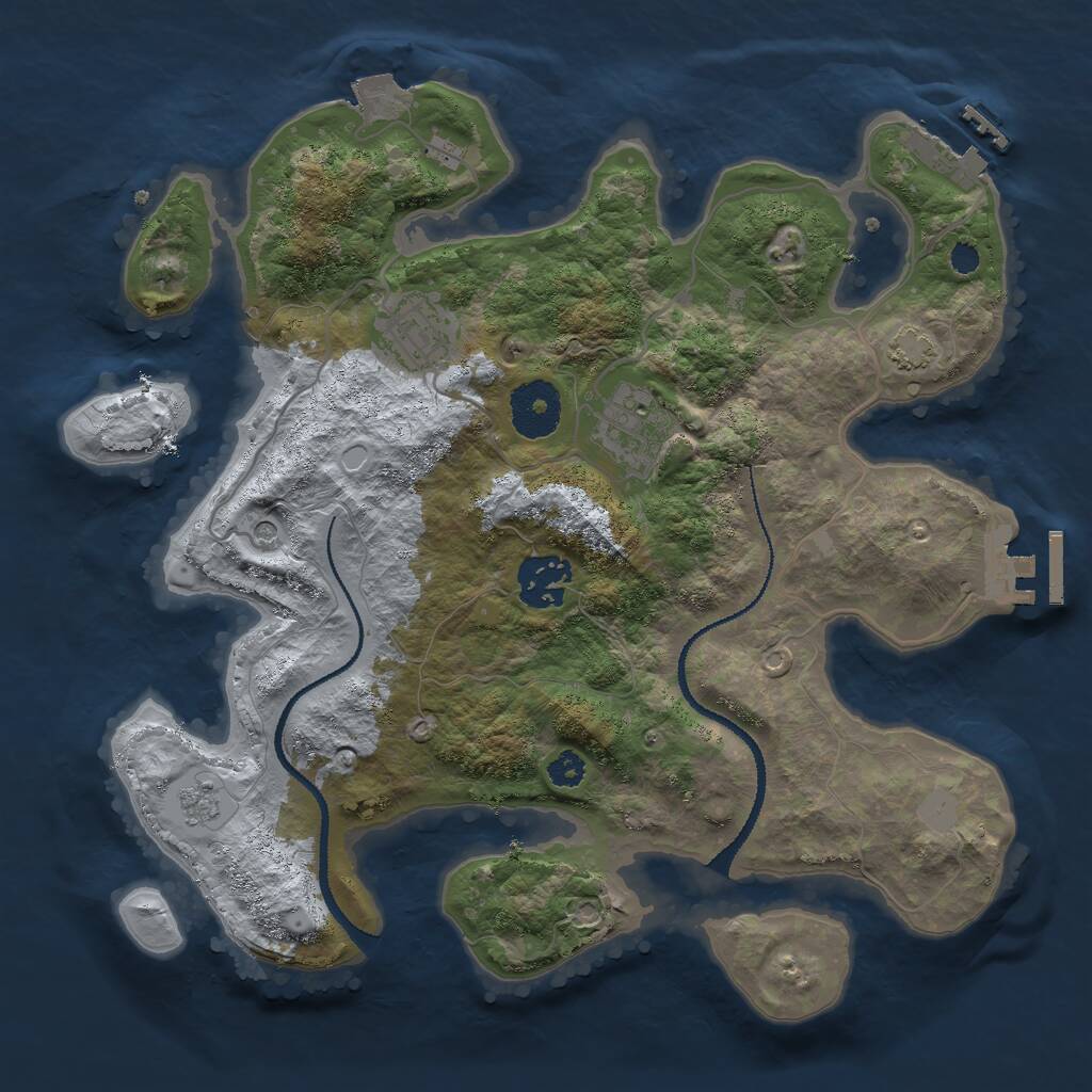 Rust Map: Procedural Map, Size: 3000, Seed: 648910, 9 Monuments