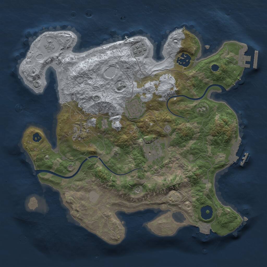 Rust Map: Procedural Map, Size: 3000, Seed: 2070578126, 11 Monuments