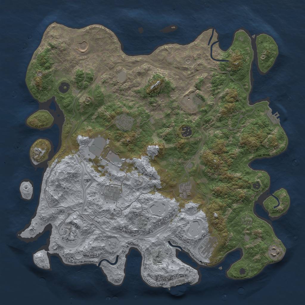 Rust Map: Procedural Map, Size: 4250, Seed: 1157002764, 20 Monuments