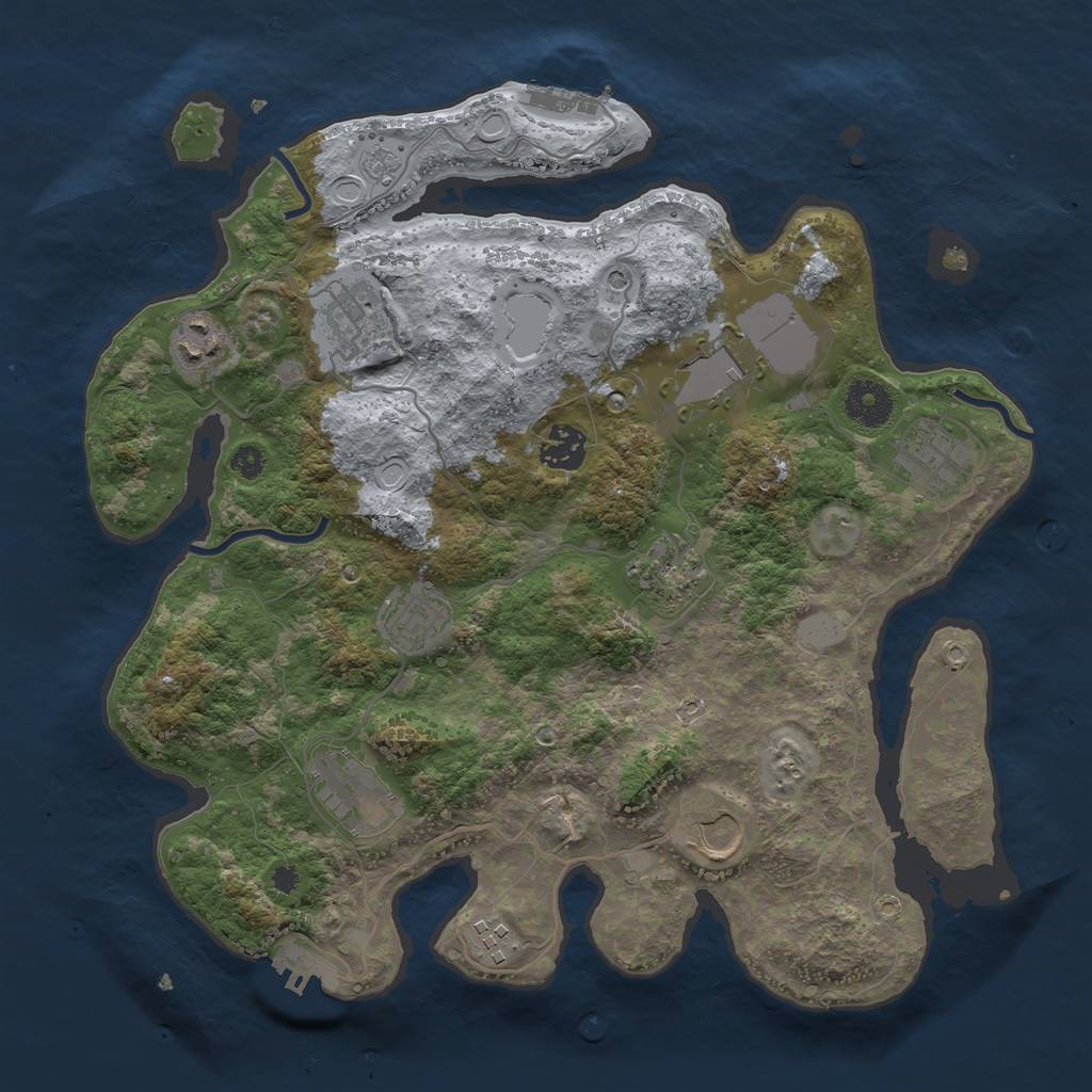 Rust Map: Procedural Map, Size: 3500, Seed: 763205394, 19 Monuments