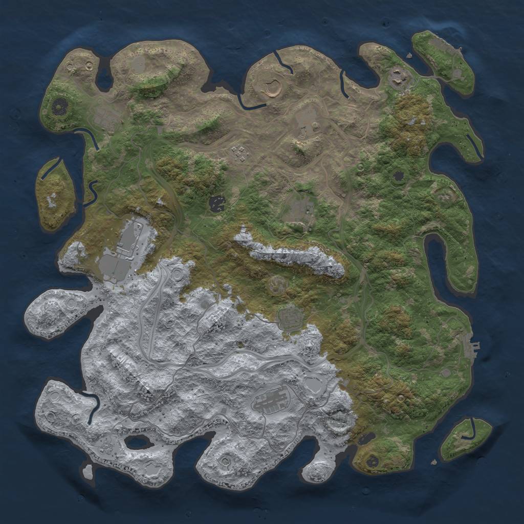 Rust Map: Procedural Map, Size: 4500, Seed: 1304118858, 19 Monuments