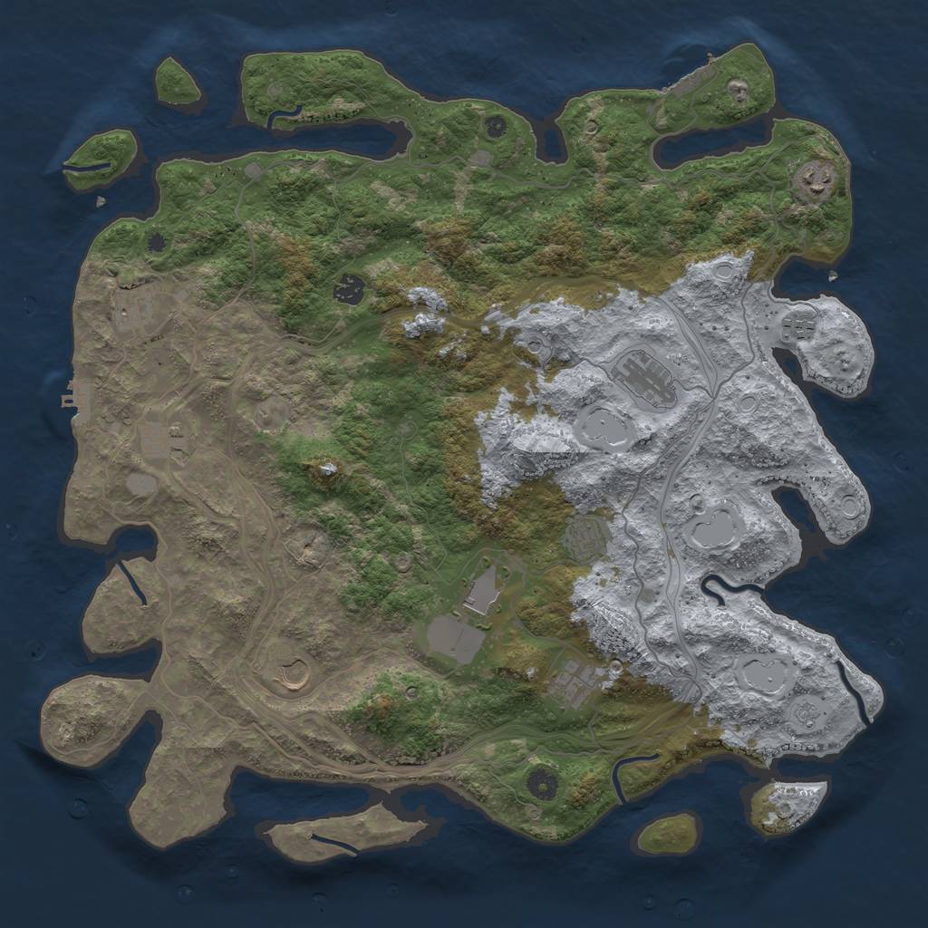 Rust Map: Procedural Map, Size: 4500, Seed: 24091, 19 Monuments
