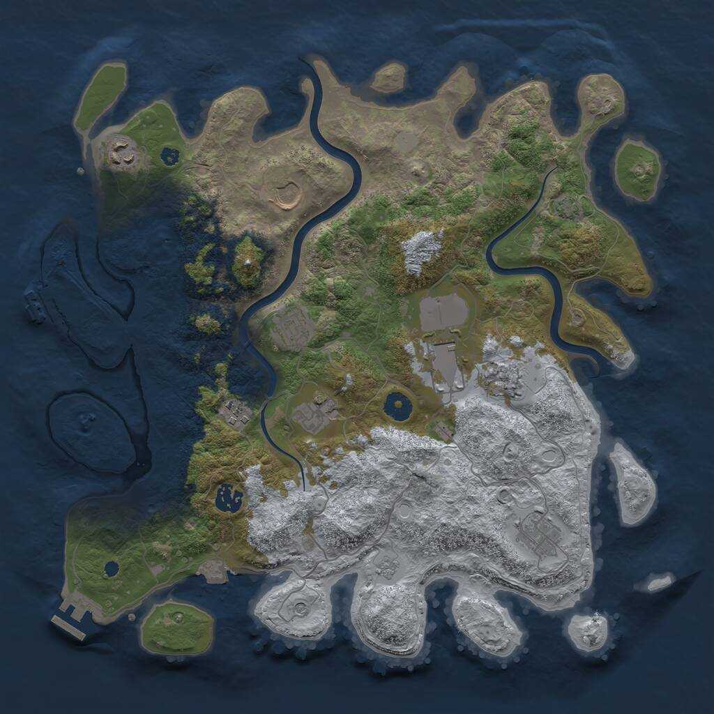 Rust Map: Procedural Map, Size: 3850, Seed: 1417254458, 15 Monuments